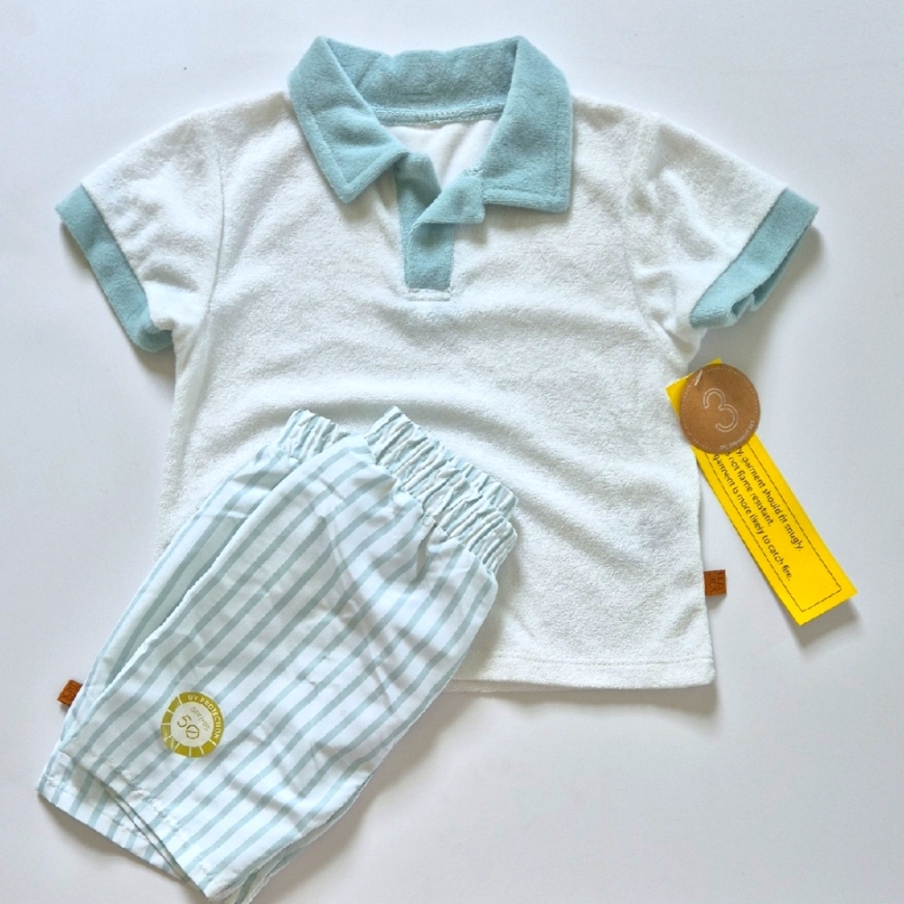 Lila & Jack Coord Set Striped Swim Shorts And Shirt